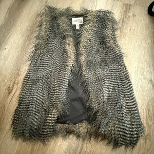 Forever 21 Black and Gray Faux Fur Vest with Plush Texture